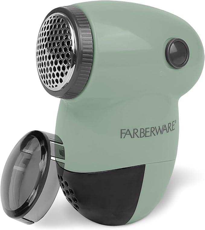 Farberware Lint Remover Fabric Shaver – Battery Operated Lint Shaver with Triple Blades for Clothes, Sweater Shaver to Remove Fuzz, Lint Balls, Pilling for Clothing, Couch, Furniture (Sage, Small)