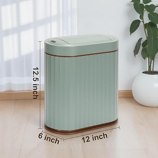 Bathroom Trash Can with Lid Butterfly 2 Gallon Sensor Trash can, IPX5 Waterproof Garbage Can Bathroom Decor, Automatic Trash Bin, Under-Counter Wastebasket for Kitchen, Living Room, Green