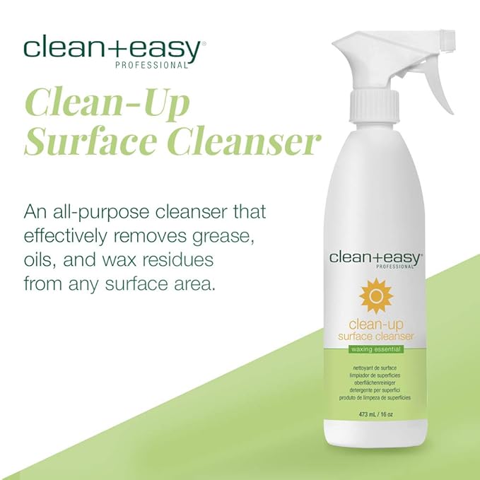 Clean + Easy Clean-Up Surface Wax Cleanser - Wax Remover Pre-Wax Spray for Spills & Residue, Oil and Grease From Warmer, 16 Oz