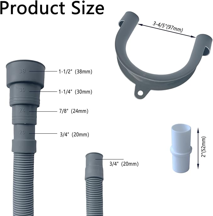 Washing Machine Drain Hose, Universal Flexible Drain Hose Extension Kit for LG/GE/Samsung Washer, Dishwasher, With 1 Extension Adapter,4 Clamps,1 U-Bend Holder (3.2feet)