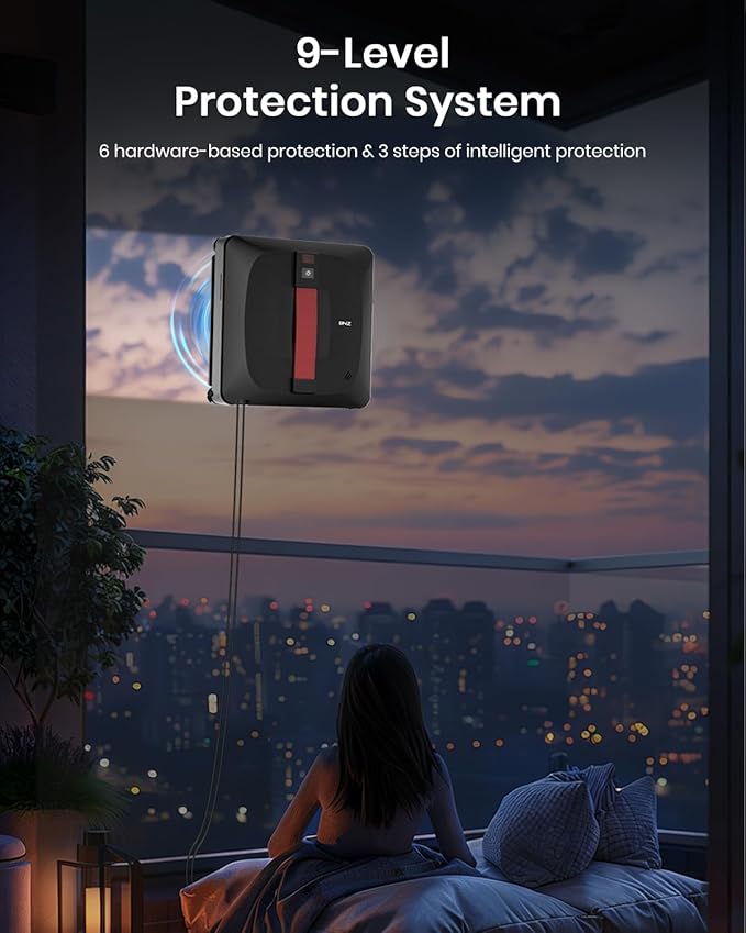 BNZ Window Cleaning Robot, Nexus Ultra, Black, Robotic Vacuum Cleaner for Windows, Mirrors, Shower Doors
