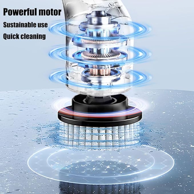 Electric Spin Scrubber, Cordless Shower Scrubber with Long Handle, 1.5h Bathroom Scrubber Dual Speed, Ipx7 Waterproof Cordless Cleaning Brush with 9 Replaceable Brush Heads & Extendable Handle