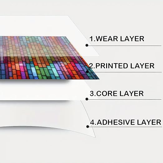 Nuxovilar Peel and Stick Vinyl Floor Tiles - 11.8"x11.8" Vibrant Stained - Glass Pattern, 10 - Pack Self - Adhesive Flooring for Easy Makeover