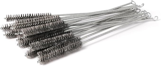 12 Inch Pipe Cleaning Brush Set with Stainless Steel Bristles, Steel Wire Tube Brush Kit for Auto Parts Polishing, Machining, Bottles, Tubes, Etc.（15mm-10pcs）