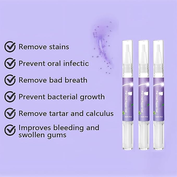 3Pcs Pet Oral Repair Gel, Pet Oral Restoration Whitening Gel, Pet Teeth Care Gel Cleaner Teeth & Fresher Breath, Without Brushing