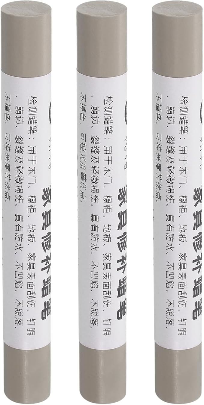 uxcell Furniture Repair Crayons, 3Pcs - Wood Wax Filler Stick, Furniture Markers Touch Up - for Scratches Holes Tables Desks Wooden Floors Cover Ups, Light Gray