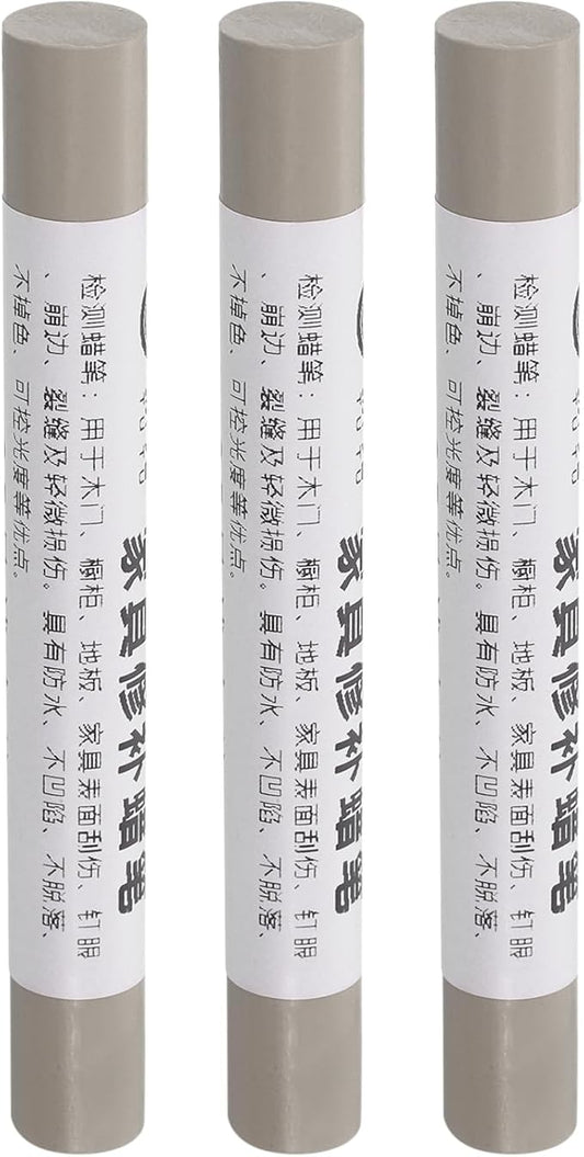 uxcell Furniture Repair Crayons, 3Pcs - Wood Wax Filler Stick, Furniture Markers Touch Up - for Scratches Holes Tables Desks Wooden Floors Cover Ups, Light Gray
