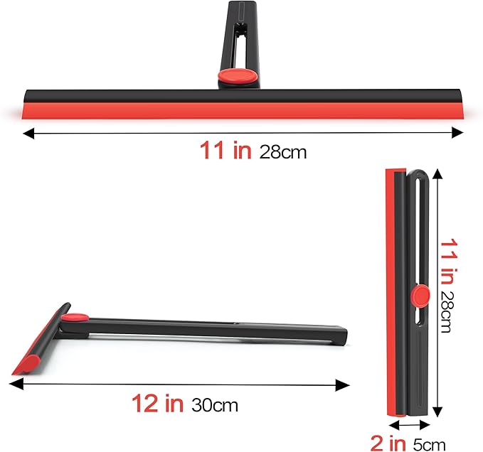 Shower Squeegee for Glass Doors with 2 Pack Multi-Purpose 360° Rotating Window Squeegees for Walls Wiper, Car Windshield, Tile, Mirrors and Kitchen, 11-Inchs