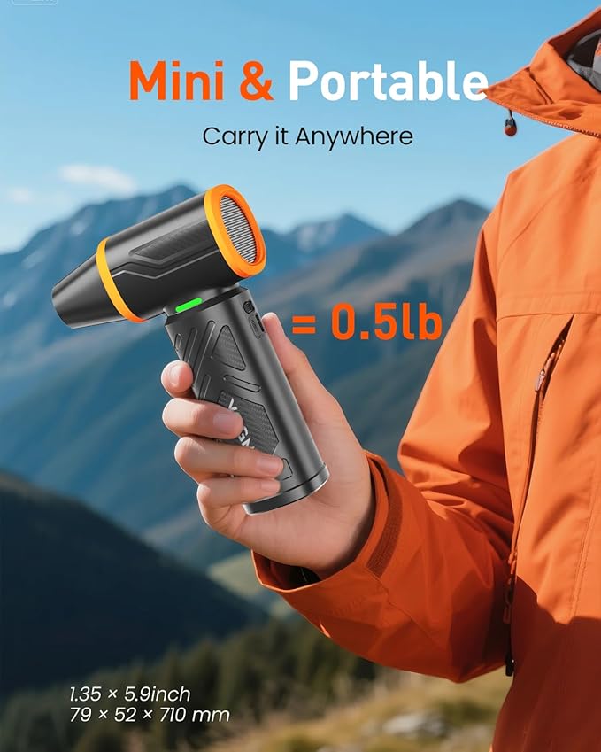 V40 Compressed Air Duster-270000RPM 350G Super Power Electric Air Duster, 10000mAh Cordless Rechargeable Brushless Motor Snow Blower, Stepless-Adjustable Air Blower for PC, Keyboard, Home, Car