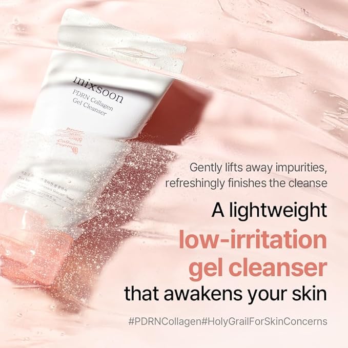 mixsoon PDRN Collagen Gel Cleanser - Deep Pore Cleansing, Lightweight Daily Gel Cleanser for All Skin Types 100ml / 3.38 fl.oz. Korean Glass Skin Care
