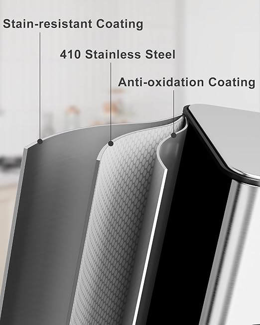 Garvee Trash Can, 15.9 gal Triple Compartments (3X20 L) Stainless Steel Kitchen Trash Can for Recycling, 5+5+5 gal Plastic Inner Buckets, Quiet Close, Brushed, Airtight, Silver