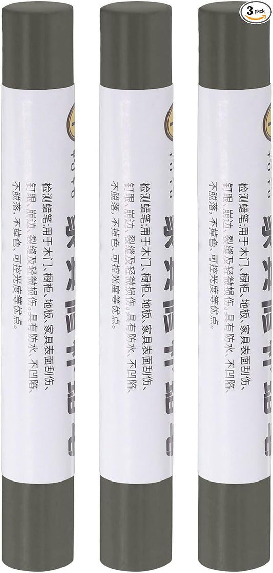 uxcell Furniture Repair Crayons, 3Pcs - Wood Wax Filler Stick, Furniture Markers Touch Up - for Scratches Holes Tables Desks Wooden Floors Cover Ups, Ash Grey