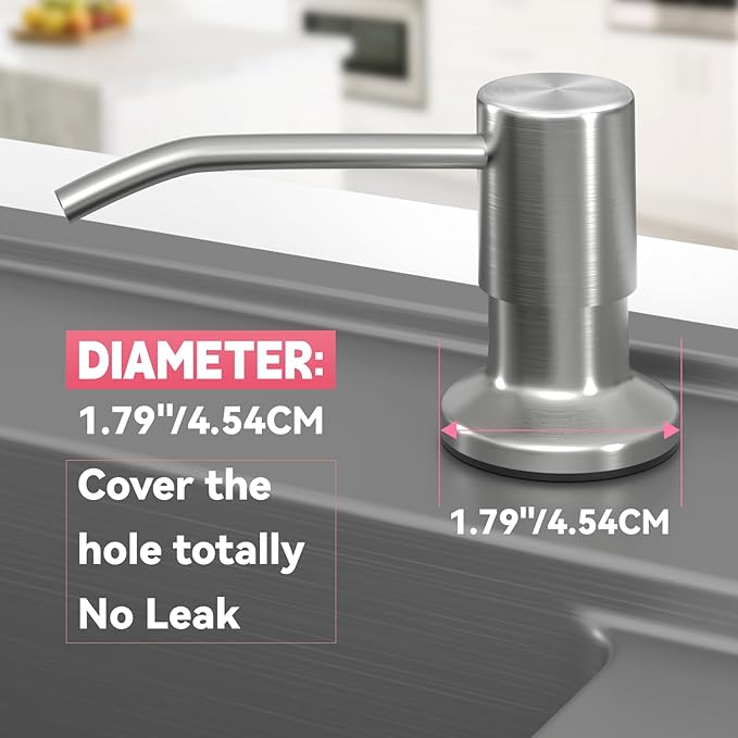 Sink Soap Dispenser, OHiHi Kitchen Sink Soap Dispenser with 47" Extension Tube, Wide Pump Head Base, No Water Leaking, No Need to Fill The Little Bottle Again, Brushed Nickel