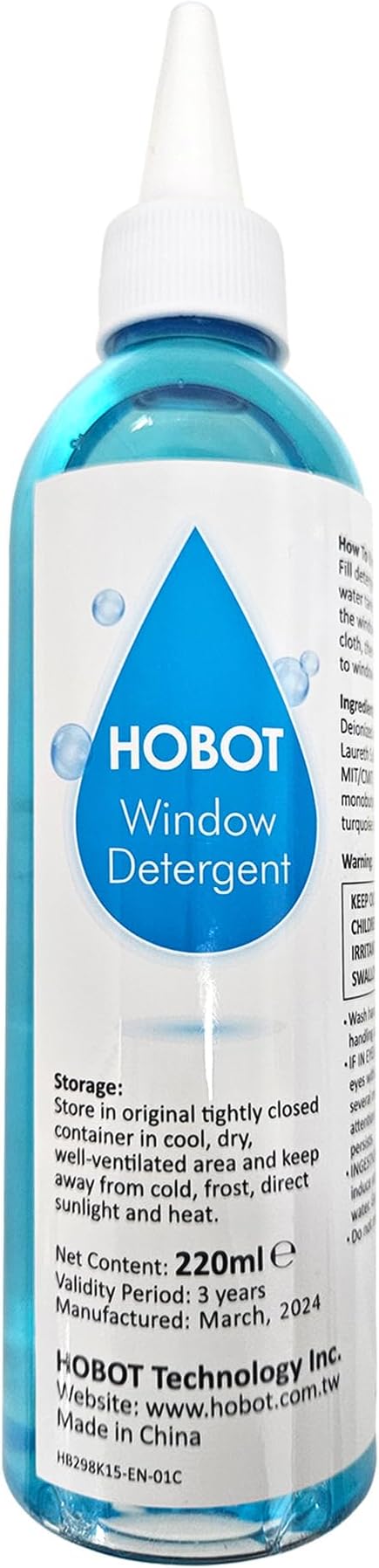 HOBOT Window Cleaning Solution 7.4 fl oz (220 ml)｜Compatible Window Cleaning Robots S7 PRO / 298/388｜Anti-Streak Formula for Crystal-Clear Glass｜Maintains Ultrasonic Spray Performance