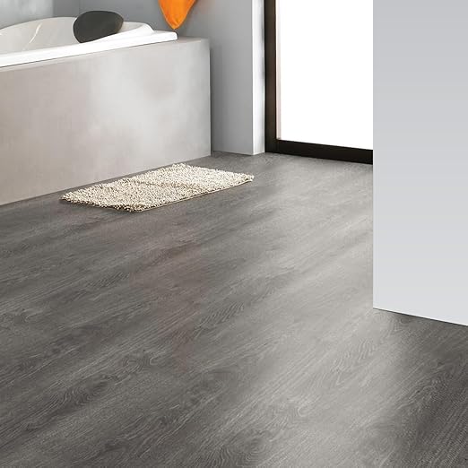 Luxury Thicken Wood Grain Peel and Stick Floor Tiles Self-Adhesive Vinyl Flooring Roll-DIY Easy for Wall and Floor,Hard Surface/Waterproof/Anti Slip (Gray Vinyl Flooring, 17.72 "W x 393.7" L)