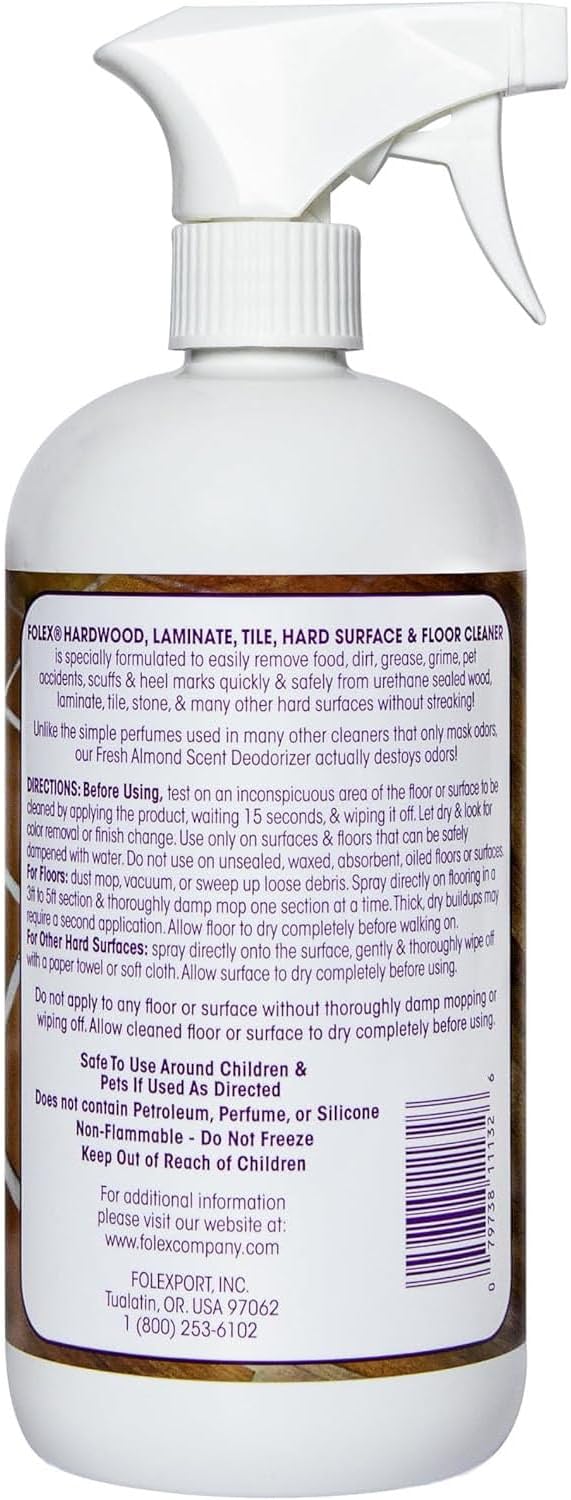 FOLEX Hardwood, Laminate, Tile, Hard Surface & Floor Cleaner with Reusable Cleaning Cloth, Fresh Almond Scent, Residue and Streak Free - 1 Pack