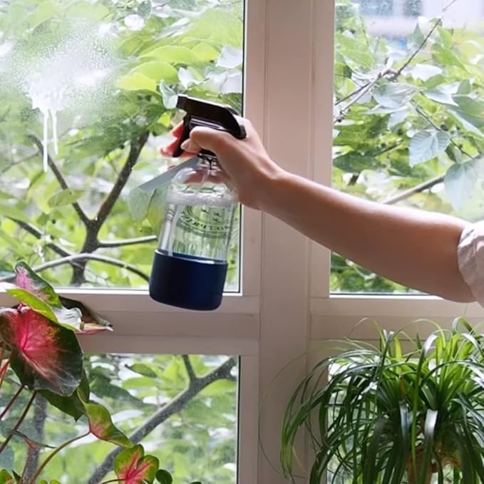 Empty Clear Glass Spray Bottles |16 oz Glass Spray Bottle | Silicone Based Glass Spray Bottle | Use Cleaner Strip Refills