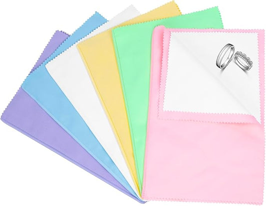 6 PCS Jewelry Polishing Cloths, 10x12 Inch Soft Pure Cotton Polishing Cloths for Cleaning Gold, Silver, Platinum, Diamond, Stainless Steel, Keeps Clean and Shiny (6 Light Colors)
