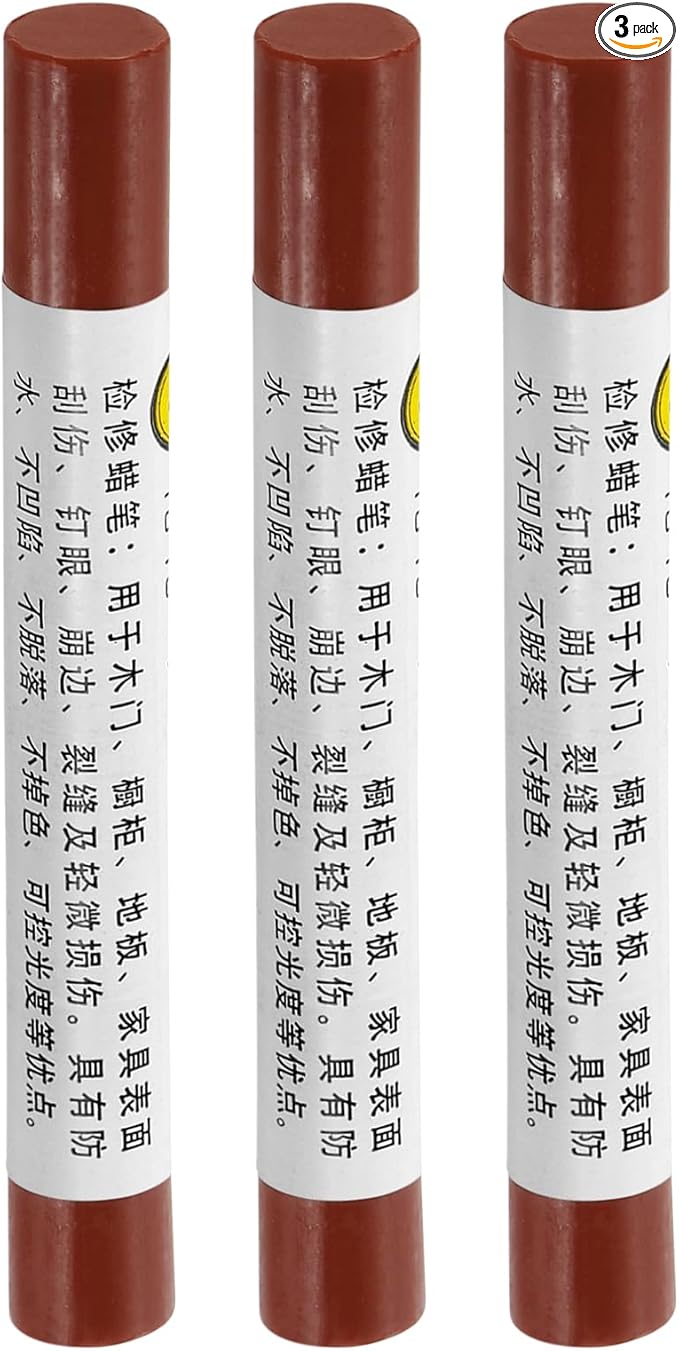 uxcell Furniture Repair Crayons, 3Pcs - Wood Wax Filler Stick, Furniture Markers Touch Up - for Scratches Holes Tables Desks Wooden Floors Cover Ups, Teak