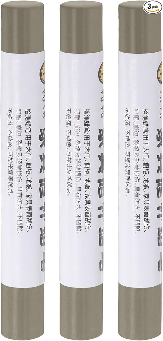 uxcell Furniture Repair Crayons, 3Pcs - Wood Wax Filler Stick, Furniture Markers Touch Up - for Scratches Holes Tables Desks Wooden Floors Cover Ups, Brown Grey