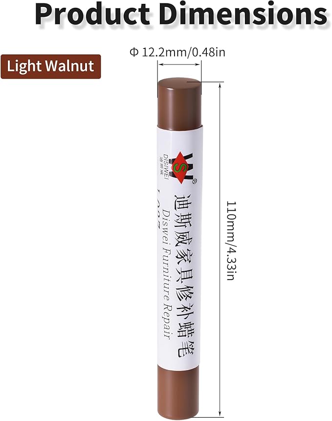Wood Filler Sticks Light Walnut Furniture Scratch Repair Crayons Wood Floor Repair Wax Filler Sticks Furniture Repair Wax Crayons for Wooden Furniture, Floors, Cabinets & Tables
