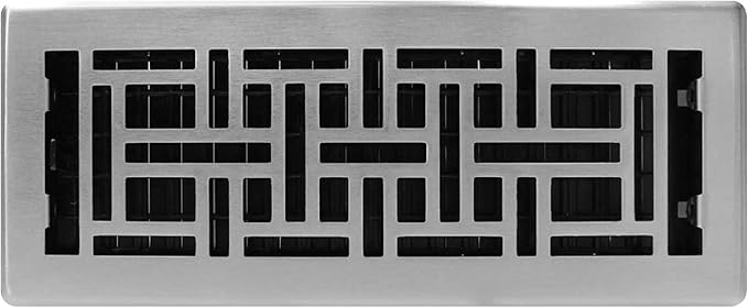 Decor Grates (4-Pack) AJH412-NKL Oriental Floor Register, 4x12 Inches, Brushed Nickel Finish