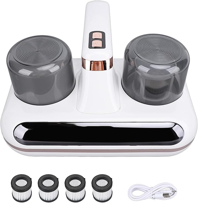 Mattress Vacuum Cleaner, Handheld Bed Vacuum Cleaner 16Kpa Suction Low Noise with 4 Filter, Cordless Handheld Bed Vacuums Effectively Clean Up Bed, Pillows, Sofas, Carpets