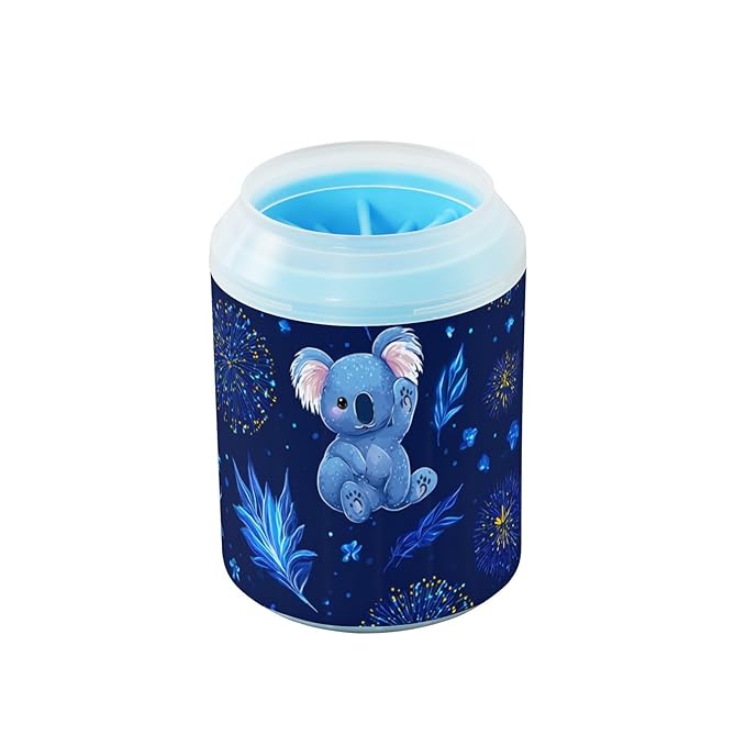 Dog Paw Cleaner Cups for Dogs Pet Foot Washer Paw Scrubber for Small Medium Large Dogs Cats Cleaning Cup Blue Koalas Blue Leaves Flowers