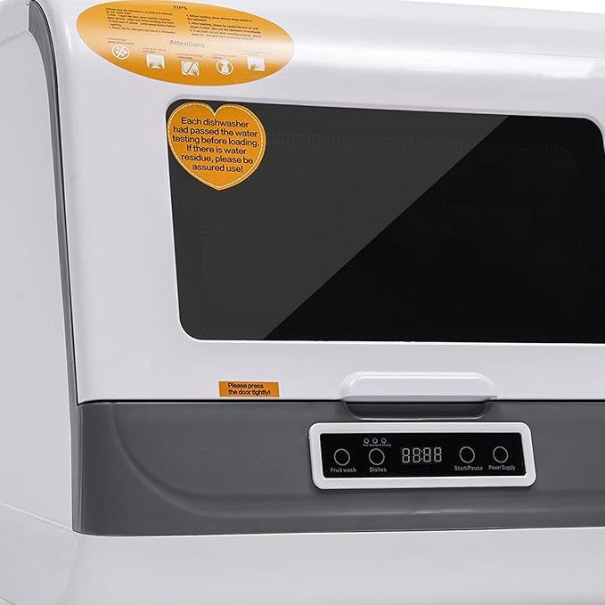 Desktop Installation-Free Dishwasher,Portable Mini Dishwasher Countertop, 3 Washing Programs Display Automatic Dishwashing, Compact Countertop Dish Washer 800W (White)