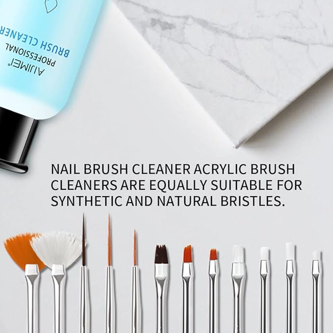 AIJIMEI Acrylic Nail Brush Cleaner Acrylic Brush Cleaners Liquid Acrylic Paint Brush Cleaner Nails Artist Acrylic 2PCS 58ml/2 FL.OZ