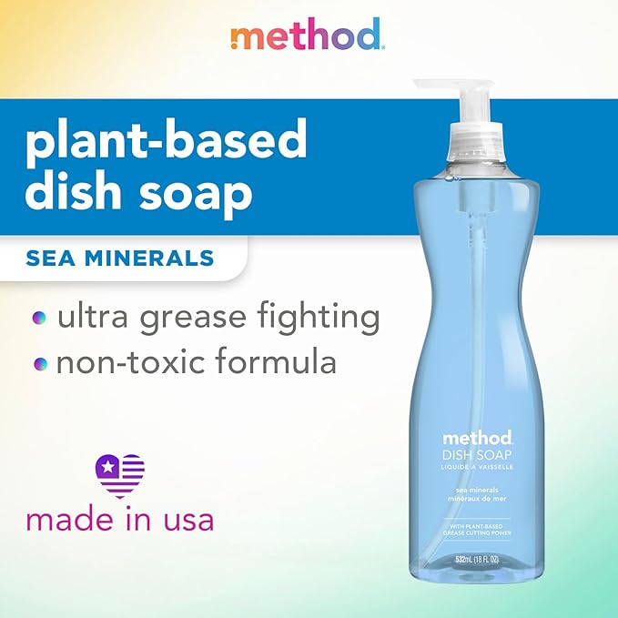 Method Dish Soap, Sea Minerals, Tough on Grease, 18 Fl Oz (Pack of 1)