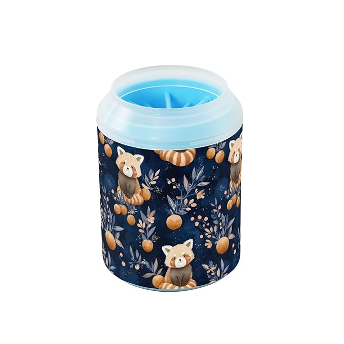Dog Paw Cleaner Cups for Dogs Pets Foot Washer Paw Scrubber for Medium Small Cats Dogs Cute Cleaning Cup Blue Redpandas Oranges Leaves