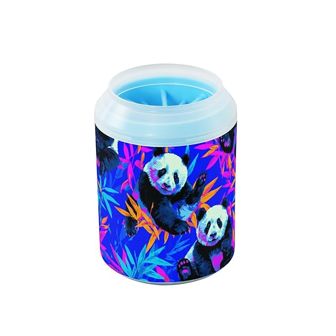 Dog Paw Cleaner Cups for Dogs Pet Foot Washer Paw Scrubber for Small Medium Large Dogs Cats Cleaning Cup Blue Pandas Colorful Bamboo