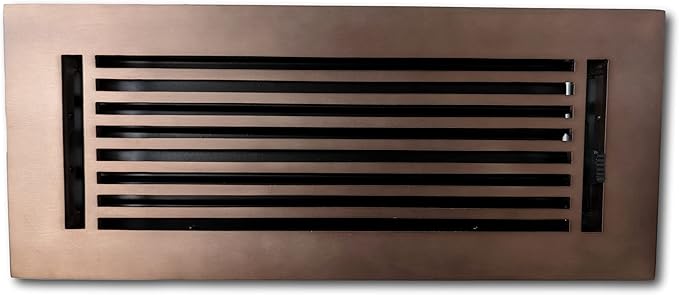 Madelyn Carter 4 x 12 Cast Aluminum Linear Vent Cover with Damper - Oil Rubbed Bronze (Overall: 5.75 x 13.75) | Floor Register - Wall Register