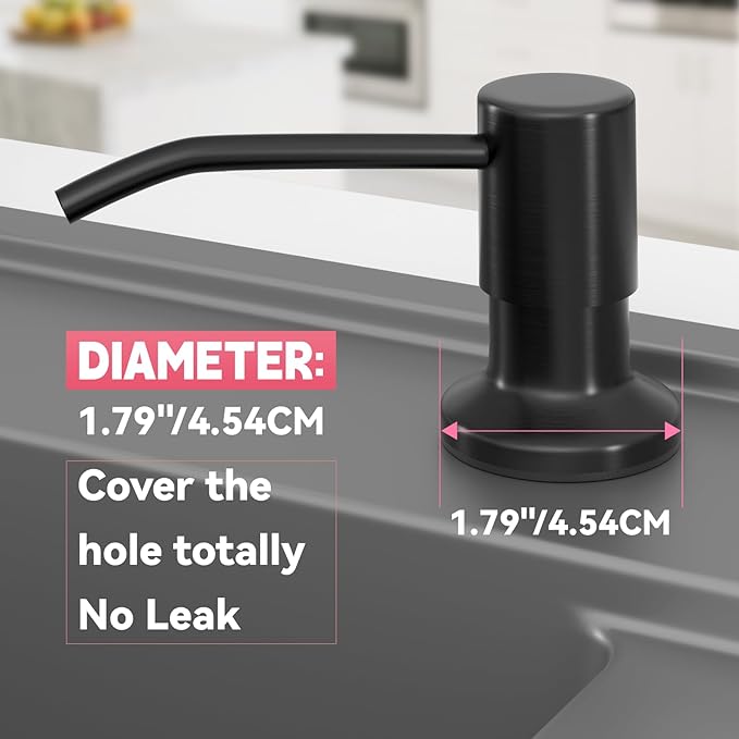 Sink Soap Dispenser, OHiHi Kitchen Sink Soap Dispenser with 47" Extension Tube, Wide Pump Head Base, No Water Leaking, No Need to Fill The Little Bottle Again, Black