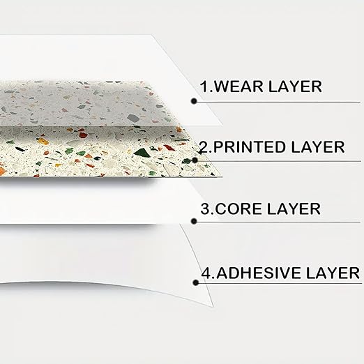 Nuxovilar Peel and Stick Vinyl Floor Tiles, 12x12 Inch Terrazzo Pattern, Self-Adhesive Flooring (10 Pcs)