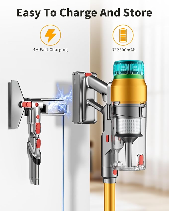 Cordless Vacuum Cleaner for Home 600W 60Kpa Upgraded Powerful Stick Vacuum Up to 75Mins, Anti-Tangle & Wall Mount Charging, 8 in 1 Lightweight Vacuum Cleaners for Home/Pet Hair/Carpets/Floors