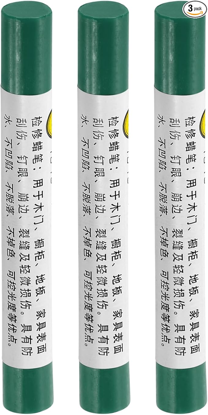uxcell Furniture Repair Crayons, 3Pcs - Wood Wax Filler Stick, Furniture Markers Touch Up - for Scratches Holes Tables Desks Wooden Floors Cover Ups, Grass Green