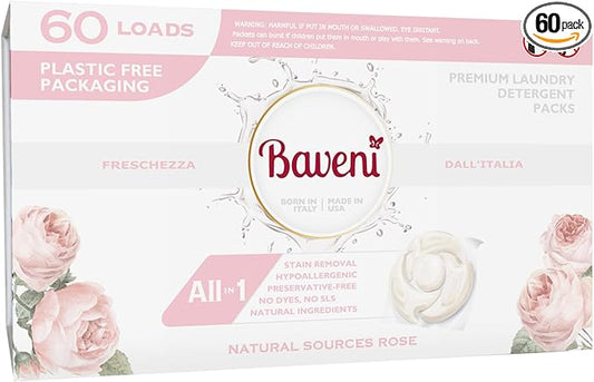 Luxury Laundry Detergent Packs – 60 Loads | Plant-Based, Plastic-Free, SLS-Free, Vegan, HE Compatible | Premium Eco Friendly Detergent, Light Natural Rose Scent | American Made