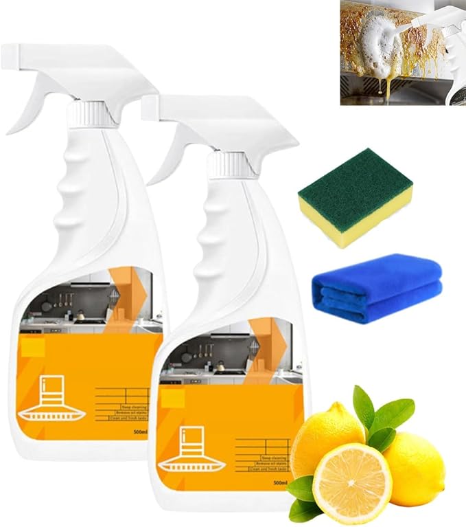 Heavy Duty Kitchen Degreaser Spray, Multi Functiona Foam Degreaser Spray for Kitchen, Heavy-Duty Oil Stain Cleaner Spray for Surfaces All Purpose Cleaning (2PCS)