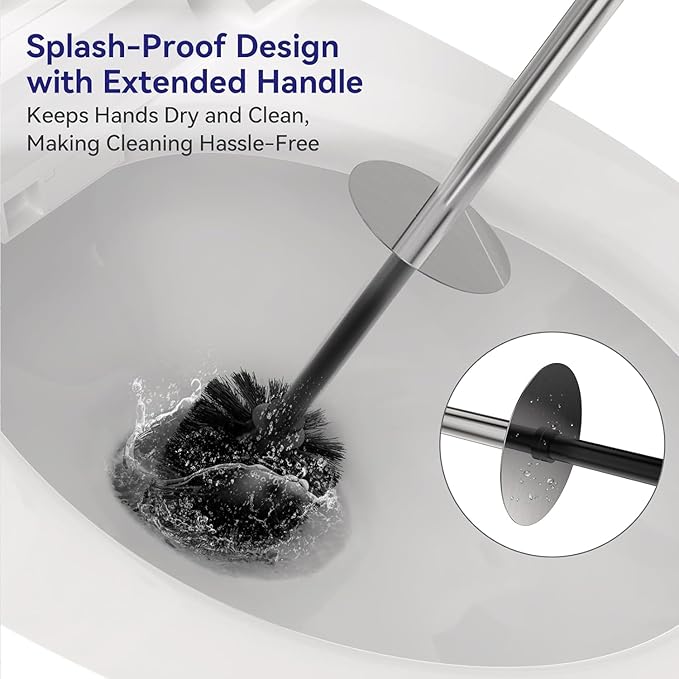 DOWRY Stainless Steel Toilet Bowl Brush and Holder for Bathroom Storage Organization Deep Cleaning Covered Brush Cleaner