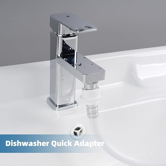2 Pcs Metal Portable Dishwasher Faucet Adapter, Brass Faucet Aerator Adapter for Portable Dishwasher, 55/64-27 Female and 15/16-27 Male Thread for Kitchen/Bathroom/Rvs, Chrome