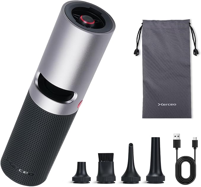 Cordless Compressed Air Duster, High Power, Metal Body, Hold-to-Turbo, 4 Speeds, for Computer, Keyboard & Car Cleaning, Outdoor Use