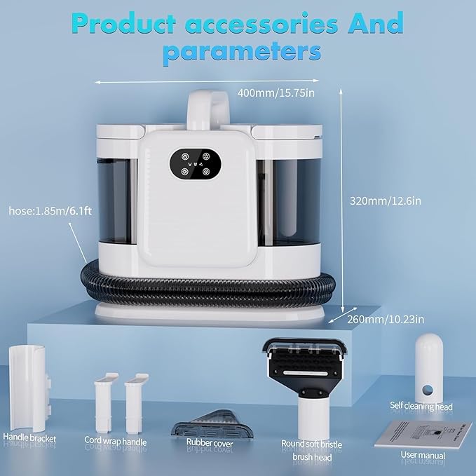 Portable Carpet & Upholstery Steam Spot Cleaner with Heating System 15Kpa Power Suction Deep Spot Cleaning for Pet Stains, Couch, Stairs, Car & Furniture