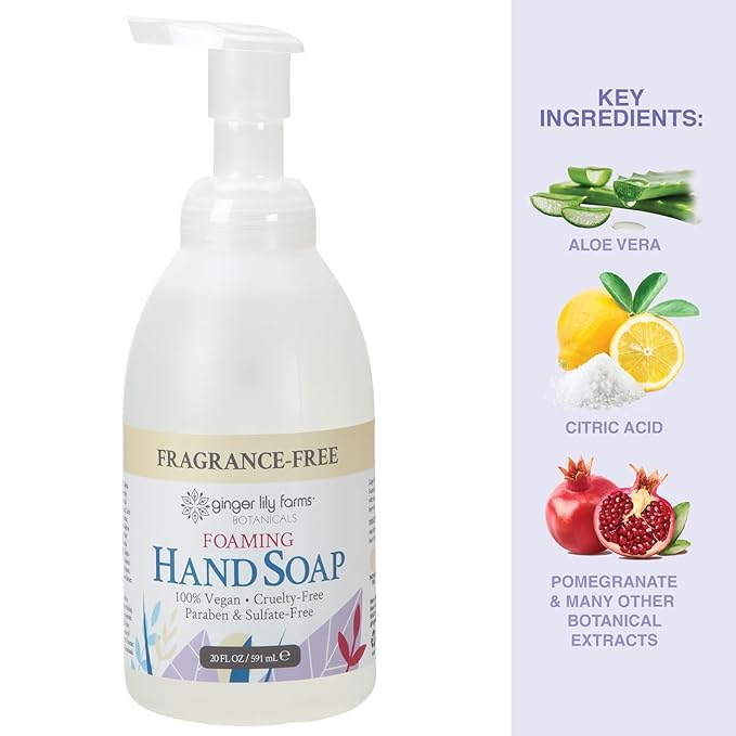 Ginger Lily Farms Botanicals All-Purpose Foaming Hand Soap Refill, Fragrance Free, 100% Vegan & Cruelty-Free, Unscented, 20 Fl Oz (Pack of 1)