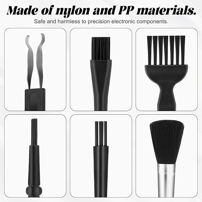 6 Pcs Keyboard Cleaning Kit with Keycap Puller & Switch Puller, Mini Anti-Static Dust Brush for Computer Motherboard Camera Small Space, Stainless Steel Key Remover for Mechanical Keyboard