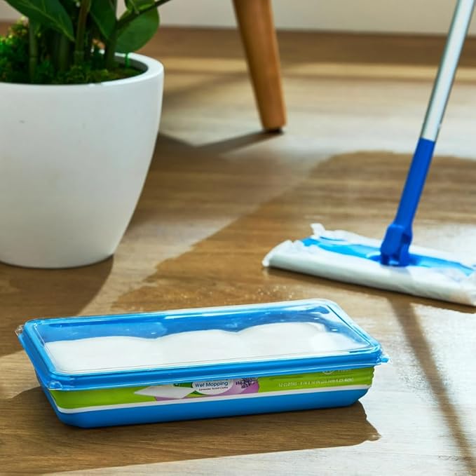 Low Streaking Wet Mopping Cloths, Lavender Scented Cleaning Wipes for Floors, Hardwood, Tile, Laminate, and Surfaces, Fresh Finish, 12 Count