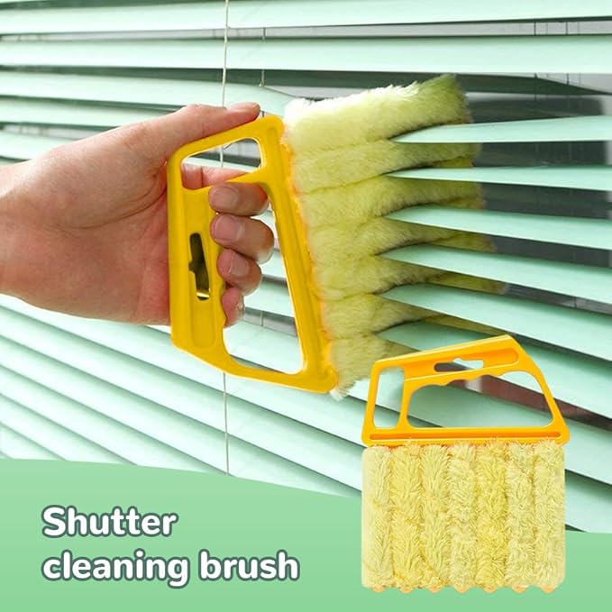 4PC Blind Cleaner Duster Tool, 2025 Upgrade Window Venetian Microfiber 7 Finger Duster Brush Dusting Cleaner Tools for Window Shutters Air Conditioner Vinyl Wood Blinds with 4 Cloth Cover (B)