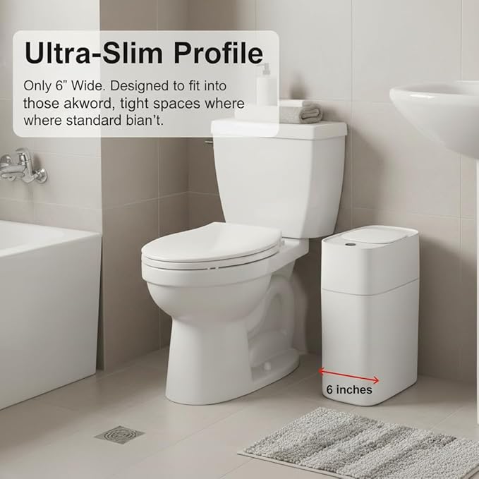 MUEE 3 Gallon Motion Senor Bathroom Trash Can with Lid, Automatic Trash Can Auto-Adsorption Touchless Garbage Can, Slim Small Trash Bin Waterproof Waste Basket for Toilet Bedroom Living Room Office RV