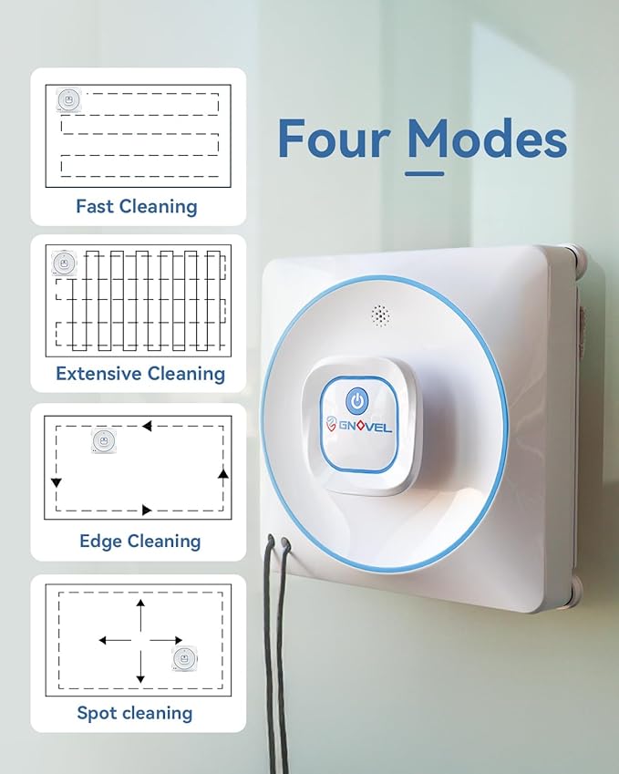 Window Cleaning Robot, 8000Pa Auto Window Cleaner with Intelligent Path Planning, 15-Stage Anti-Fall for High-Rise Glass, App & Remote Control, Hands-Free for Tile & Floor-to-Ceiling Windows